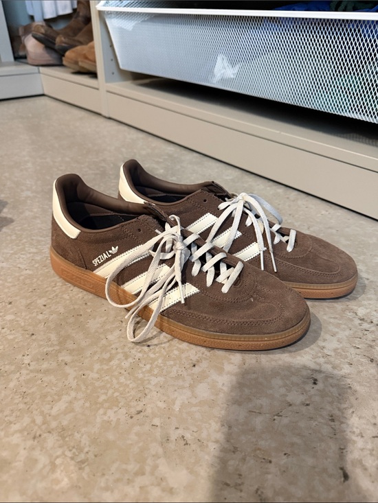 adidas Shoes - adidas Spezial Brown Suede Sneakers with White Stripes